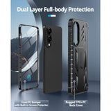 For Samsung Galaxy S25-Edge Case: Military Grade Drop Proof Protection Mobile Cover With Kickstand | Matte Textured Rugged Shockproof Tpu | Protective Sturdy Phonecase - Black