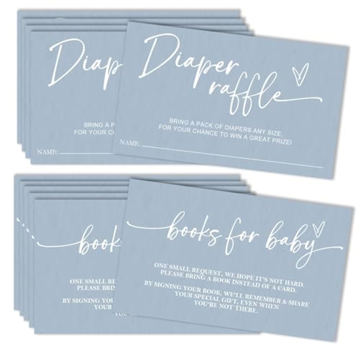 Diaper Raffle Tickets & Book Request Cards For Baby Shower - Set Of 50 Blue Minimalist Game Cards (2.1X3.5 Inch)-Baby Announcement Invite Supplies For Boys & Girls-Gender Reveal Party Decorations-A01