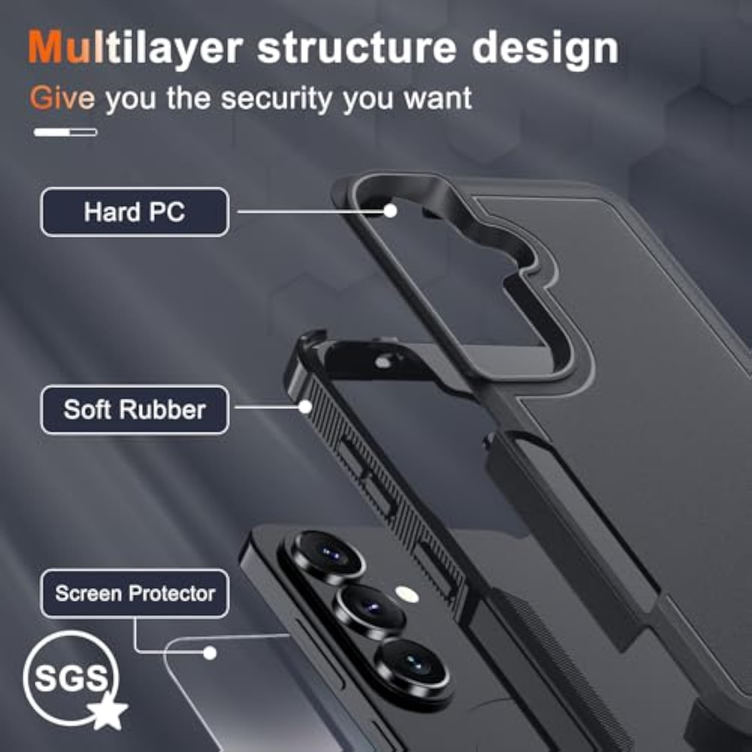 Samsung Galaxy A37 5G Phone Case with Matte Black Finish and Built-in Screen Protector