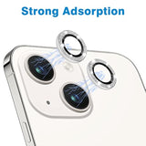 For Iphone 15 & Iphone 15 Plus Camera Lens Protector, Bling Glitter Diamond Lens Cover 9H Tempered Glass Camera Cover Anti Scratch Shockproof Screen Protector Individual Metal Lens Ring - 2Pcs