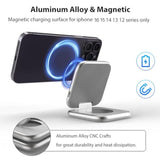 Foldable 2 In 1 Magnetic Charging Station For Apple, Aluminum Alloy Wireless Travel Charger Stand Compatible With Iphone15/14/13Pro/Max, 5W Fast Charging For Iwatch Ultra, Airpods3/2/Pro-Sliver
