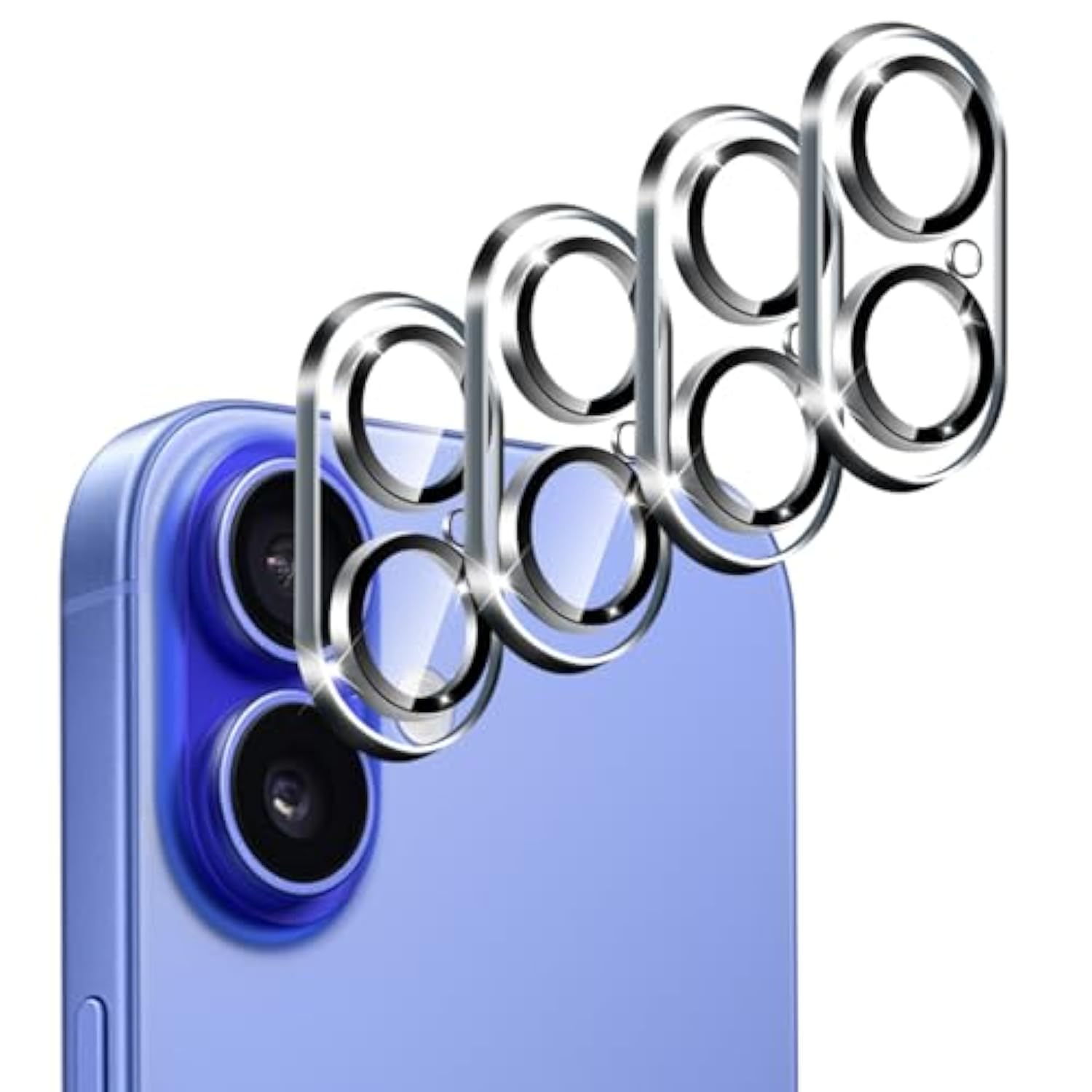 4-Pack Camera Lens Protector For Iphone 16 6.1”/ Iphone 16 Plus 6.7” Screen Protector Tempered Glass[Case Friendly][New Rersion],Scratch-Resistant,Clear+Black Circle