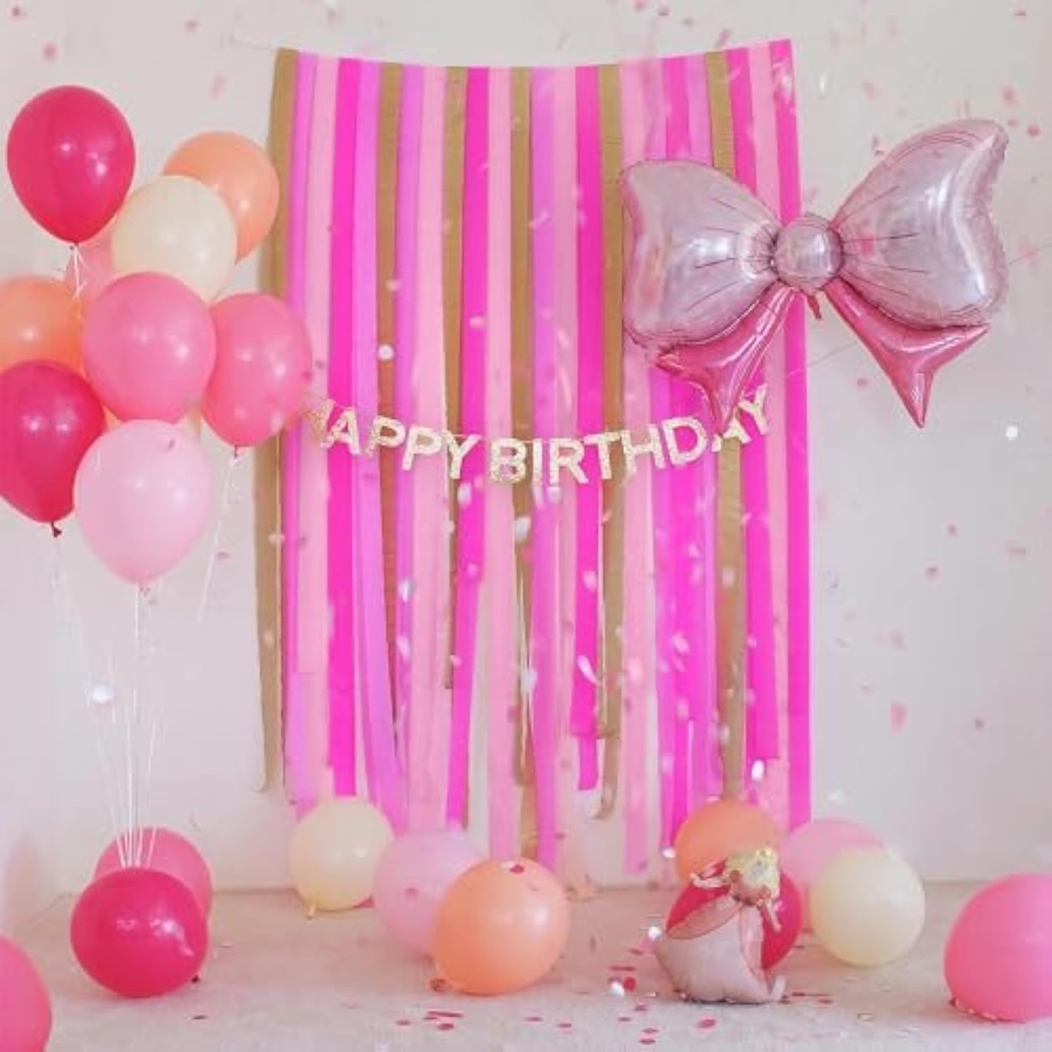 Crepe Paper Streamers 4 Rolls 328Ft, Pack Of Pink Peach And White Crepe Paper Party Streamers For Birthday Baby Shower Wedding Graduation Party Decorations (1.8Inch X 82Ft/Roll)