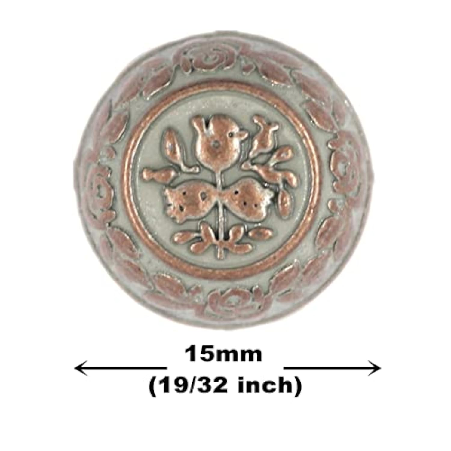 12 Pieces Truncated Cone Shaped Flower Carving Metal Shank Buttons. 15