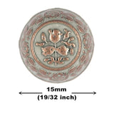 12 Pieces Truncated Cone Shaped Flower Carving Metal Shank Buttons. 15