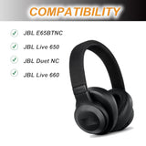 Replacement Ear Pads For Jbl E65 (E65Bt E65Btnc)/Live 650 (650Nc 650Btnc)/Live 660 (660Nc 660Btnc)/Duet Nc Over-Ear Headphones, Earpads Cushions With Softer Leather (Black) (Black)