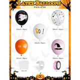 50 Pack Halloween Balloons 12 Inch Pink Black Orange White with Ghost Bat Designs