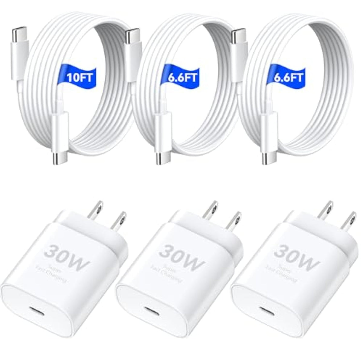 Iphone 17 16 15 Pro Max Charger Fast Charging, 30W Usb C Charger Type C Chargers Fast Charging Block With 6.6 Ft&10 Ft Long Cable Cord For Iphone 17 Pro Max/17 Pro/17/Air/16 Pro Max/16Pro/16/15/Promax