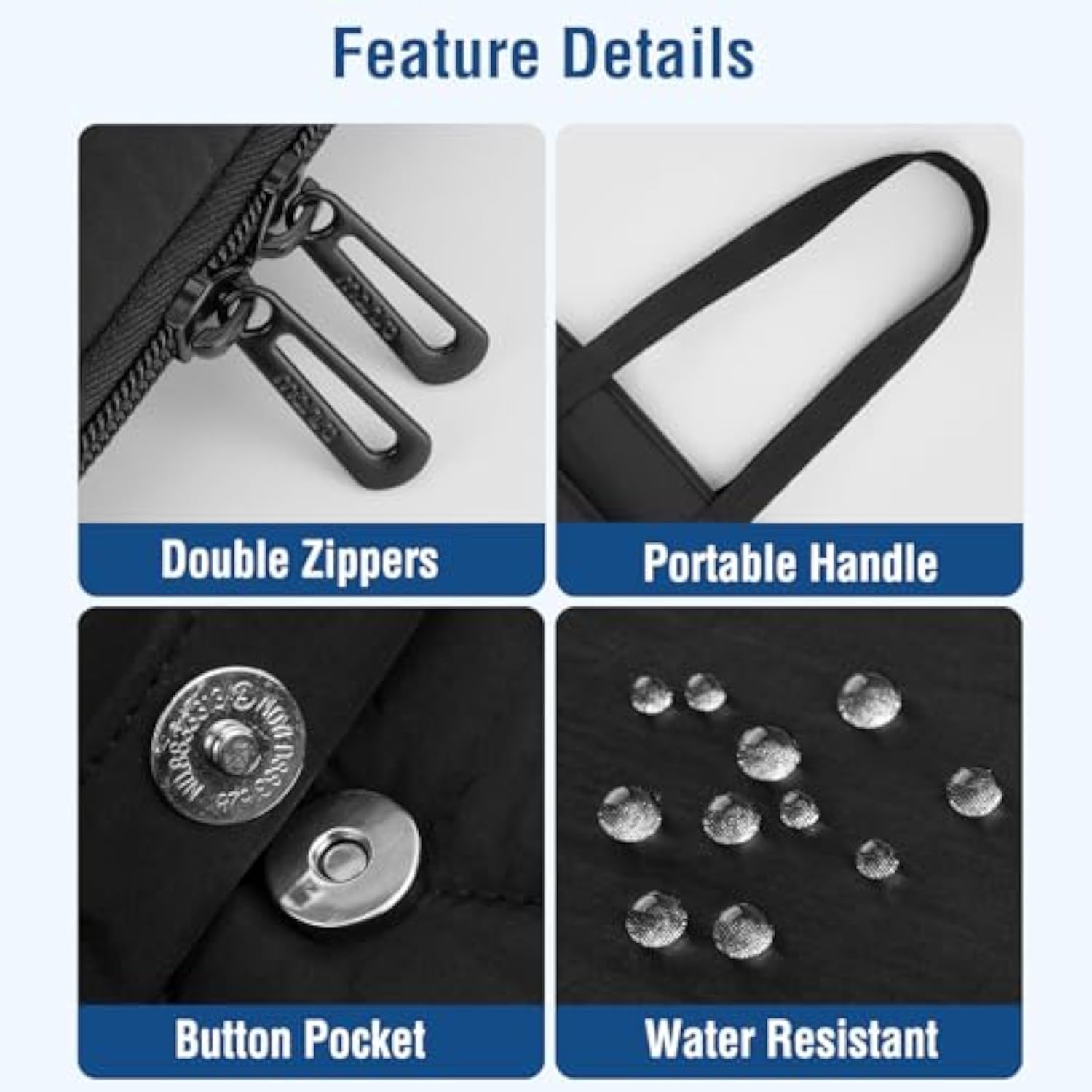 MOSISO 360 Protective Laptop Case 13.3 inch, 13-14 inch Puffy Laptop Sleeve Compatible with MacBook Air 13 13.6/Pro 13/14, HP Dell Acer ASUS, Gourd Shaped Quilted Bag with Pockets&Handle&Belt, Black