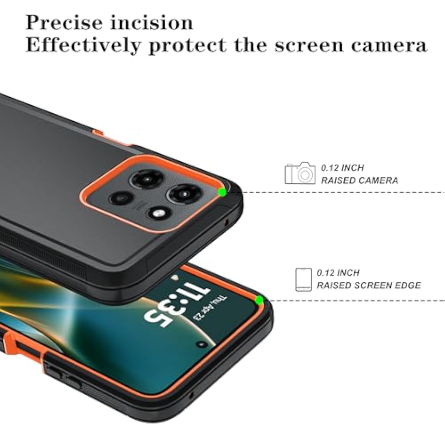 Phone Case For Motorola Moto G Power 5G 2025 Case With Hd Screen Protector, Heavy Duty Shockproof & Cover Phone Case (Blackorange, For Moto G Power 5G 2025)