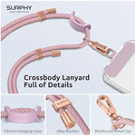 Phone Lanyard, Adjustable Phone Strap Crossbody With 2 Pack Phone Tether Tab, Premium Metal Buckles And Two-Color Braided Cell Phone Lanyard Crossbody For Women And Men, Pink & Purple