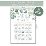 Eucalyptus Floral Find The Guest Bingo Game For Bridal Shower, Baby Shower And Bachelorette Parties, 50 Game Cards Included