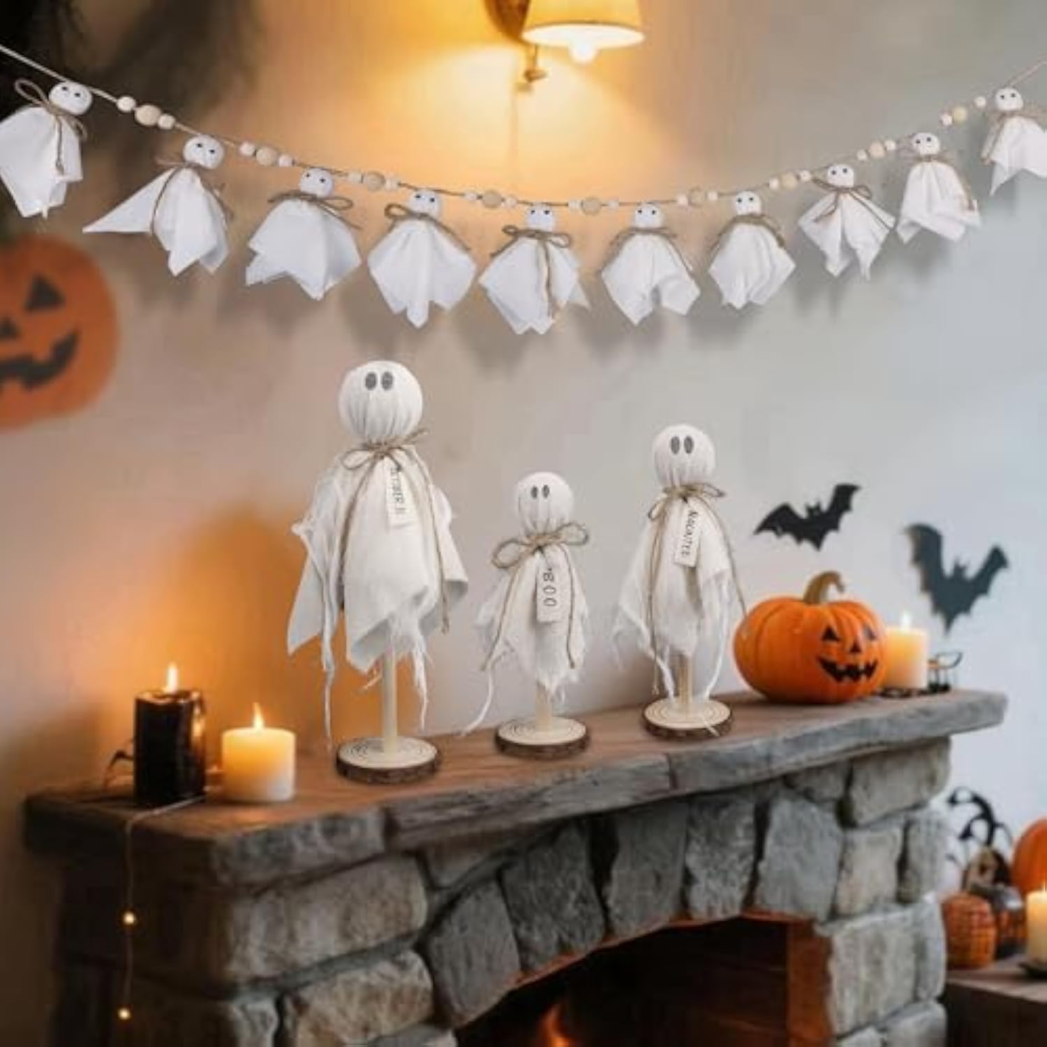 Halloween Ghost Garland: Rustic Boho Spooky Party Decor