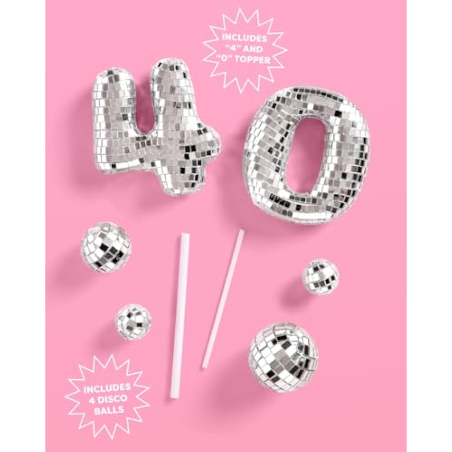 40Th Birthday Disco Cake Topper - 6 Pcs | Groovy Bday Party, Forty Supplies, Cute Boogie Decorations, 40 Dancing Queen