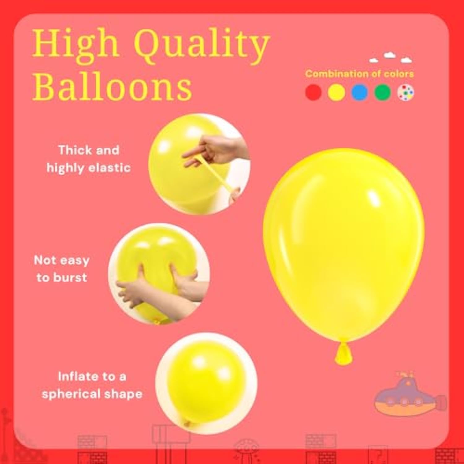 60pcs Red Yellow Blue Green Balloons – Colorful Latex Balloons for Circus & Birthday Parties