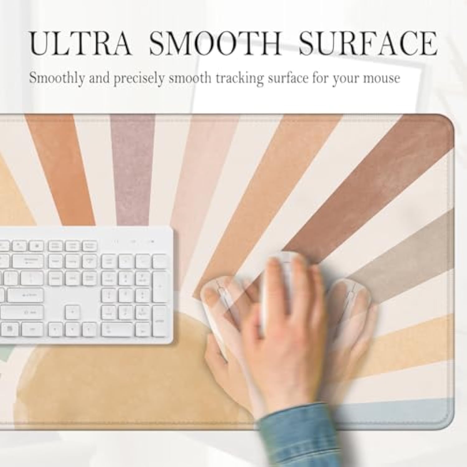 Boho Sun Large Mouse Pad 31.5X15.7Inch, Sunshine Rainbow Large Extended Computer Desk Mat Mousepad For Keyboard And Mouse, Boho Desk Accessories
