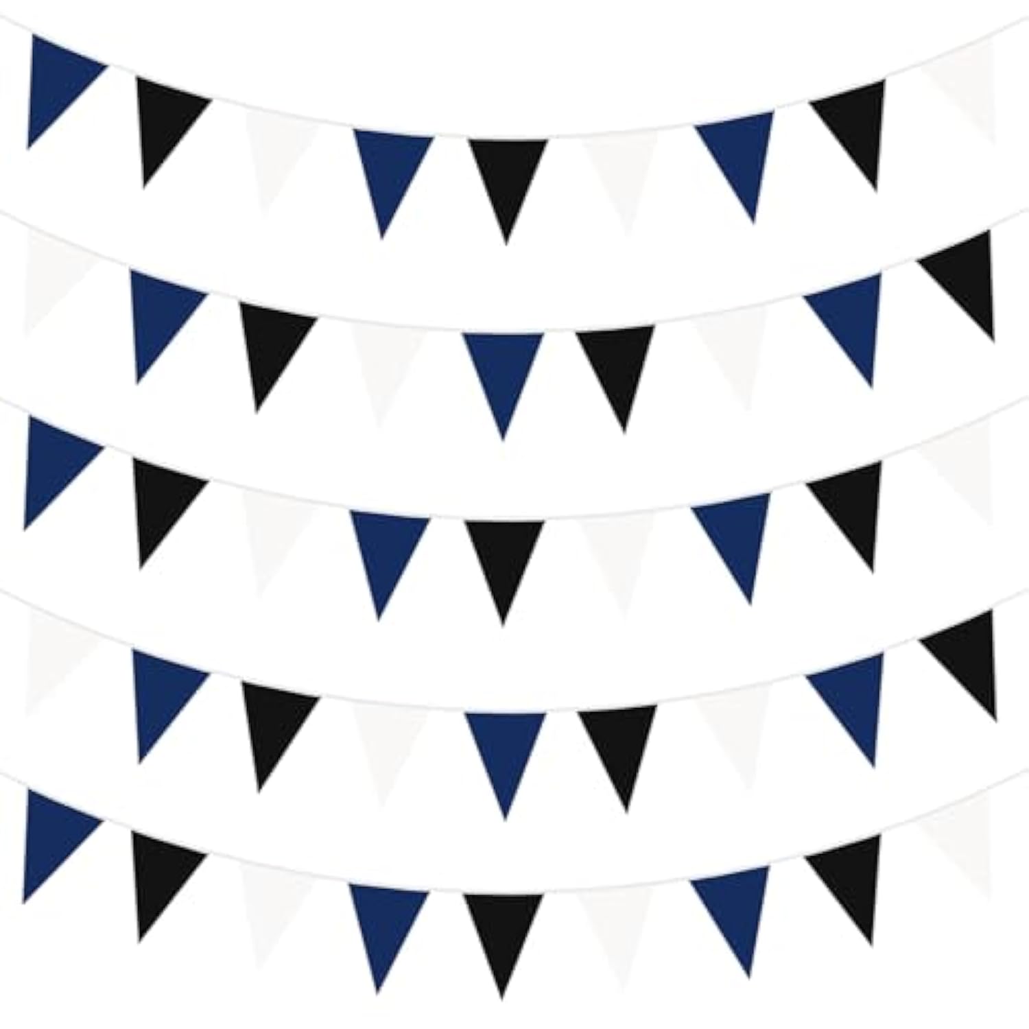 40Ft Blue Black White Fabric Bunting Banner Pennant Hanging Party Decorations Cotton Triangle Flag Garland For Graduation Father'S Day Boys Gaming Video Game Baptism Birthday Wedding Baby Shower Decor