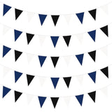 40Ft Blue Black White Fabric Bunting Banner Pennant Hanging Party Decorations Cotton Triangle Flag Garland For Graduation Father'S Day Boys Gaming Video Game Baptism Birthday Wedding Baby Shower Decor