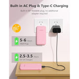 Portable Charger Built-In Cables And Ac Wall Plug, Slim Fast Charging Power Bank 10000Mah, Lightweight Usb C External Battery Pack Compact Travel Cell Phone Charger