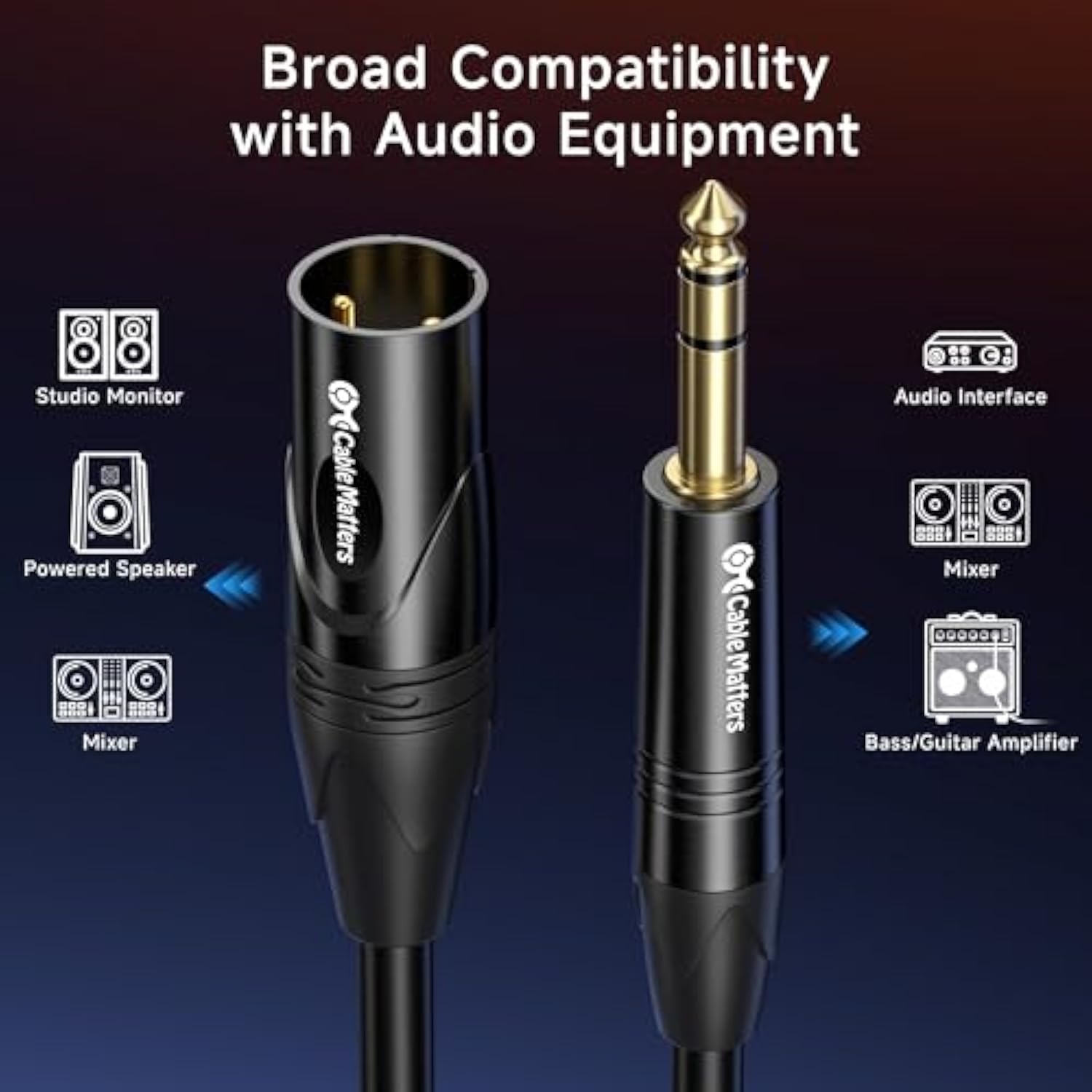 Cable Matters 6.35mm (1/4 Inch) TRS to XLR Cable - 6ft, Male to Male XLR to TRS Cable, Black - Not for Microphone Use