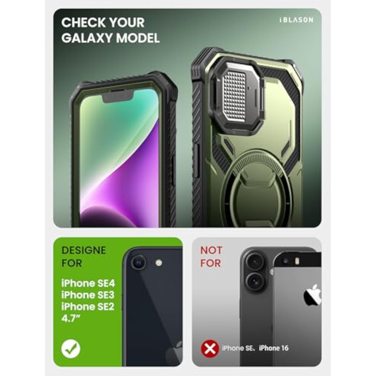 i-Blason MagSafe Case with Stand for iPhone 16e and iPhone 17e, Green