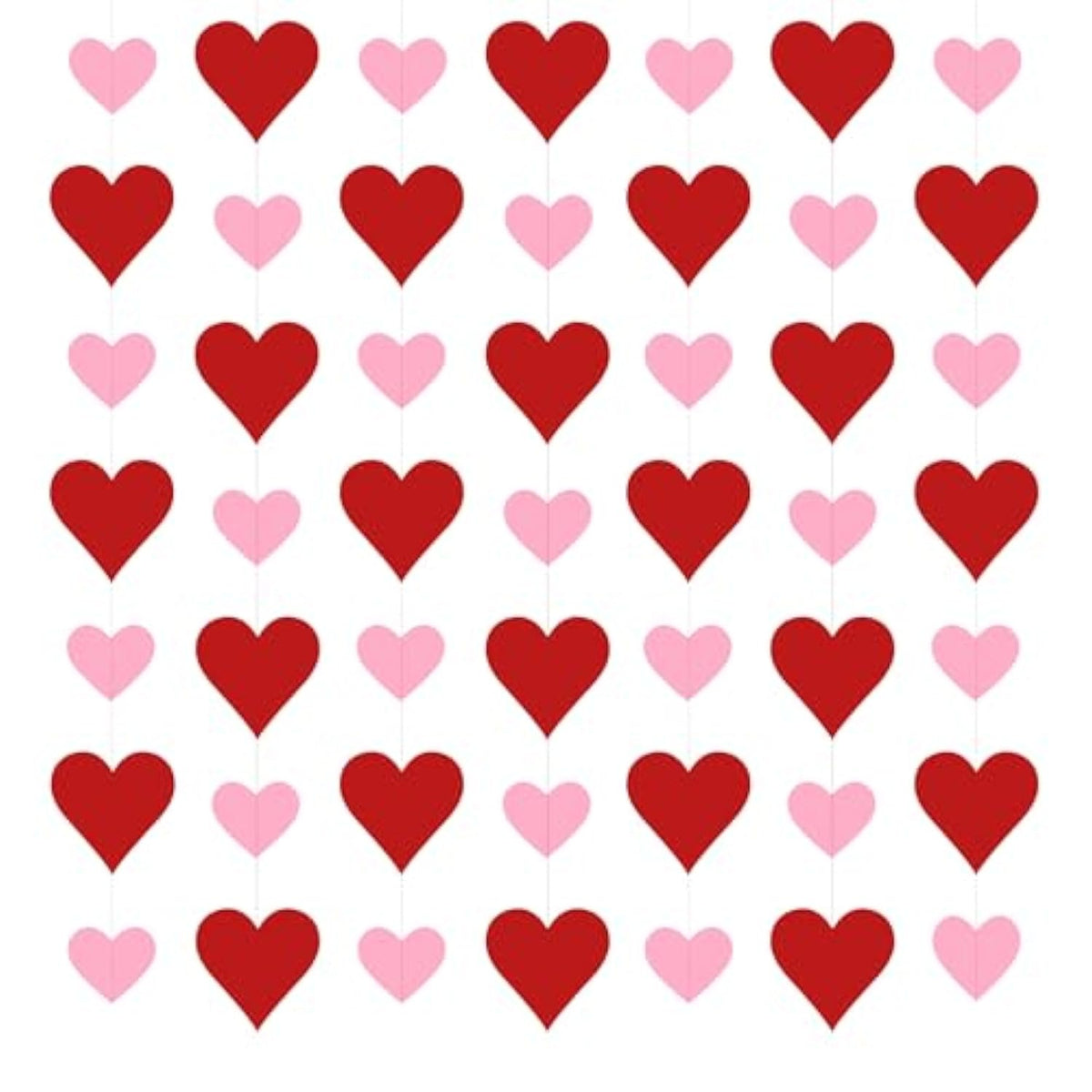4 Pack Heart Garland For Paper Hearts Streamers Hanging Hearts Decorations For Valentines Galentines Birthday Bridal Shower Wedding Engagement Anniversary Decor (Red & Pink)