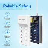 Usb Charger Station Block With Rapid Charging Auto Detect Technology Safety 10-Port Family-Sized Smart Usb Ports For Multiple Devices Smart Phone Tablet Headphones