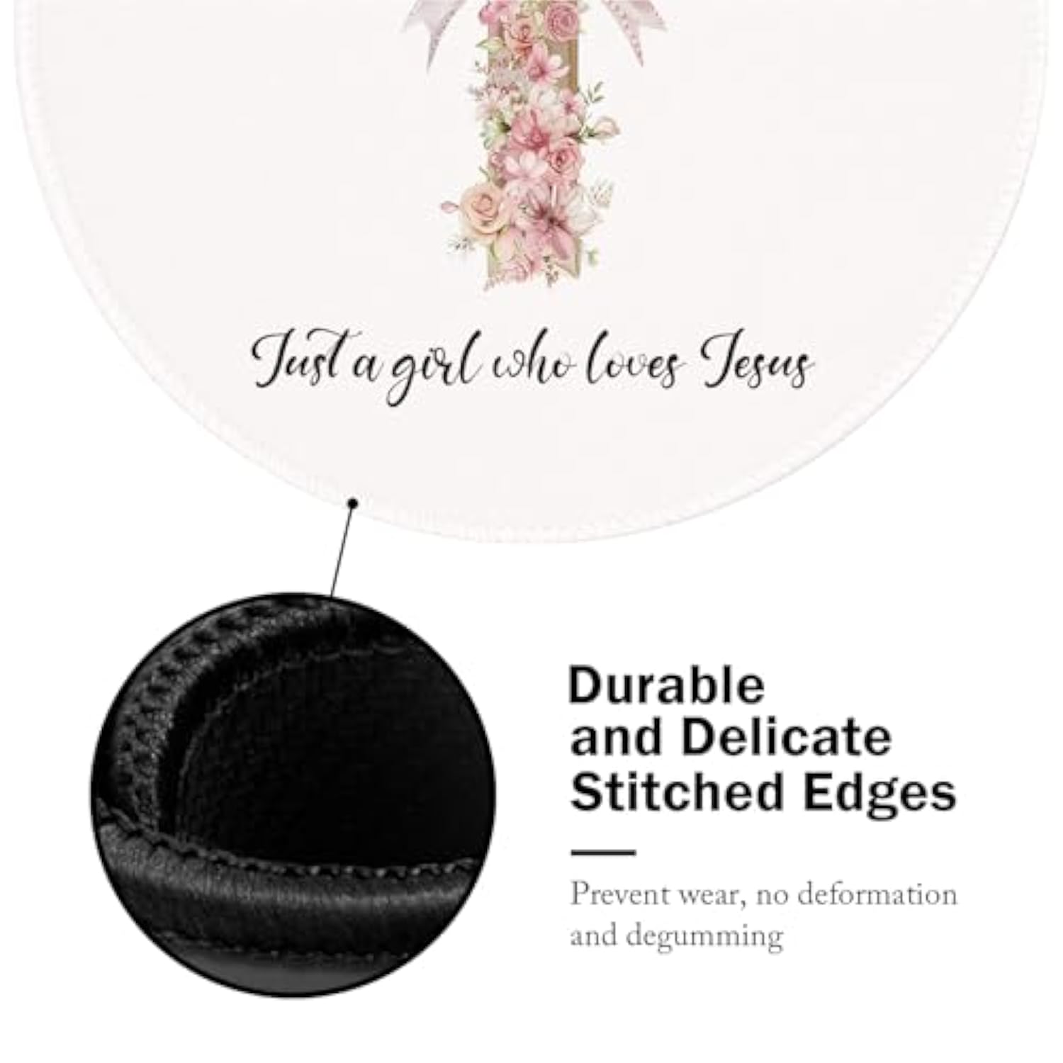 Pink Christian Mousepad Gifts For Women Teen Girls Mouse Pad, Cute Pink Office Desk Accessories Mousepad, Just A Girl Who Loves Jesus, Gifts For Women Faith, 8.7X8.7 Inch