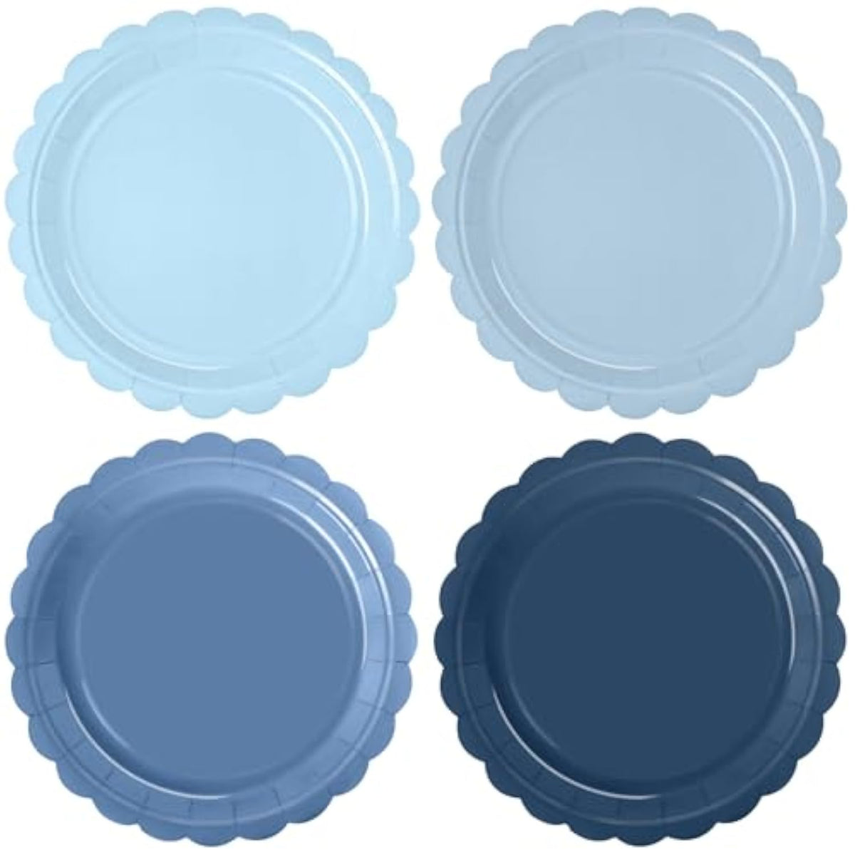 48 Pcs Blue Paper Plates Gradient Blue Party Plates 7”Disposable Scalloped Dessert Plates For Birthday Wedding Bridal Engagement Baby Shower Party Supplies Dessert Tableware
