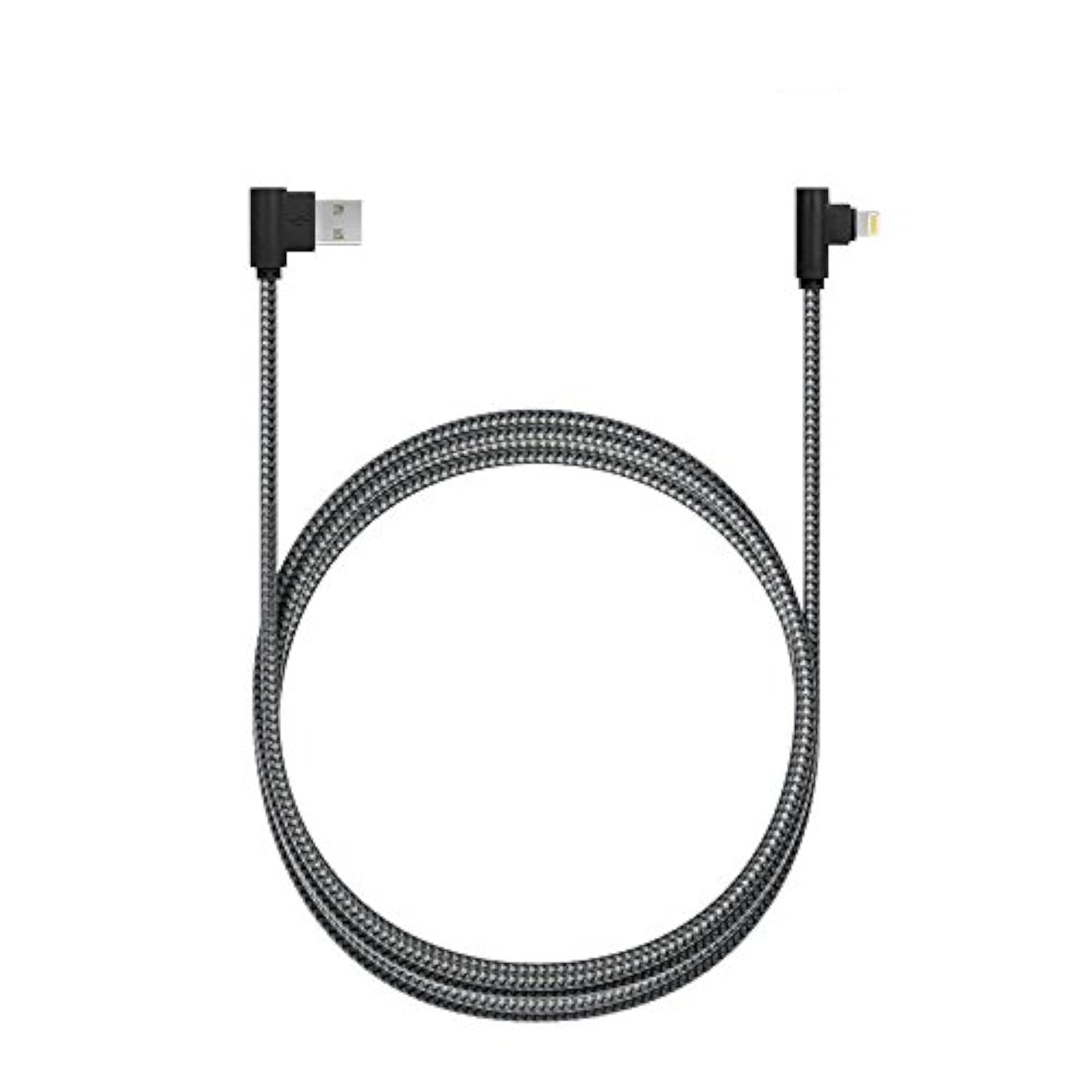 3 Pack 10Ft/3M [The Most Durable Cable] 90 Degree Charging Cable Extra Long Nylon Braided Certified Cable Compatible With Iphone 12/11/Xs Max/Xs/Xr/X, 8 7 6 (Black Gray, 10Ft)