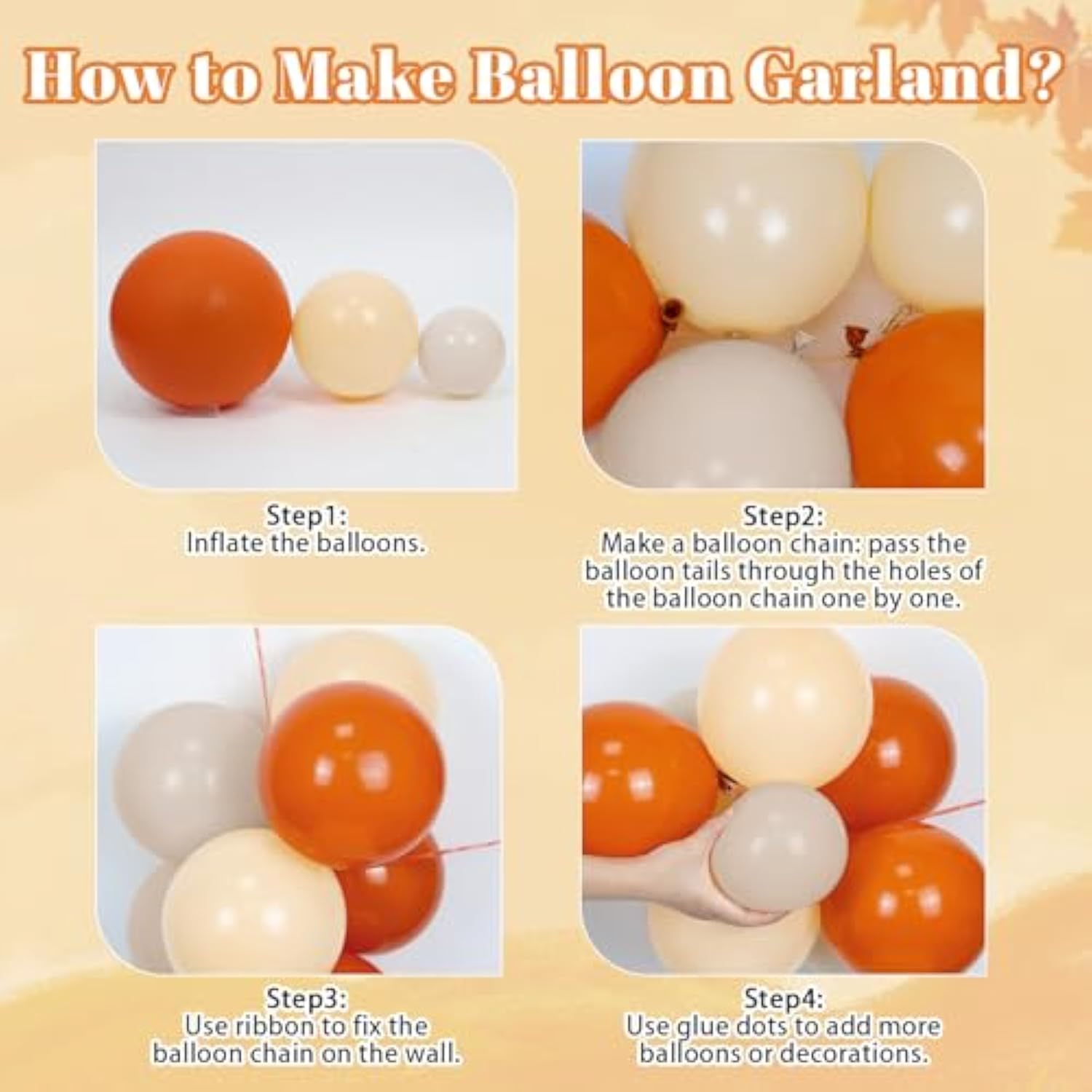 156pcs Fall Balloon Arch Kit Burnt Orange Sand White Nude Balloons for Wedding Baby Shower Party