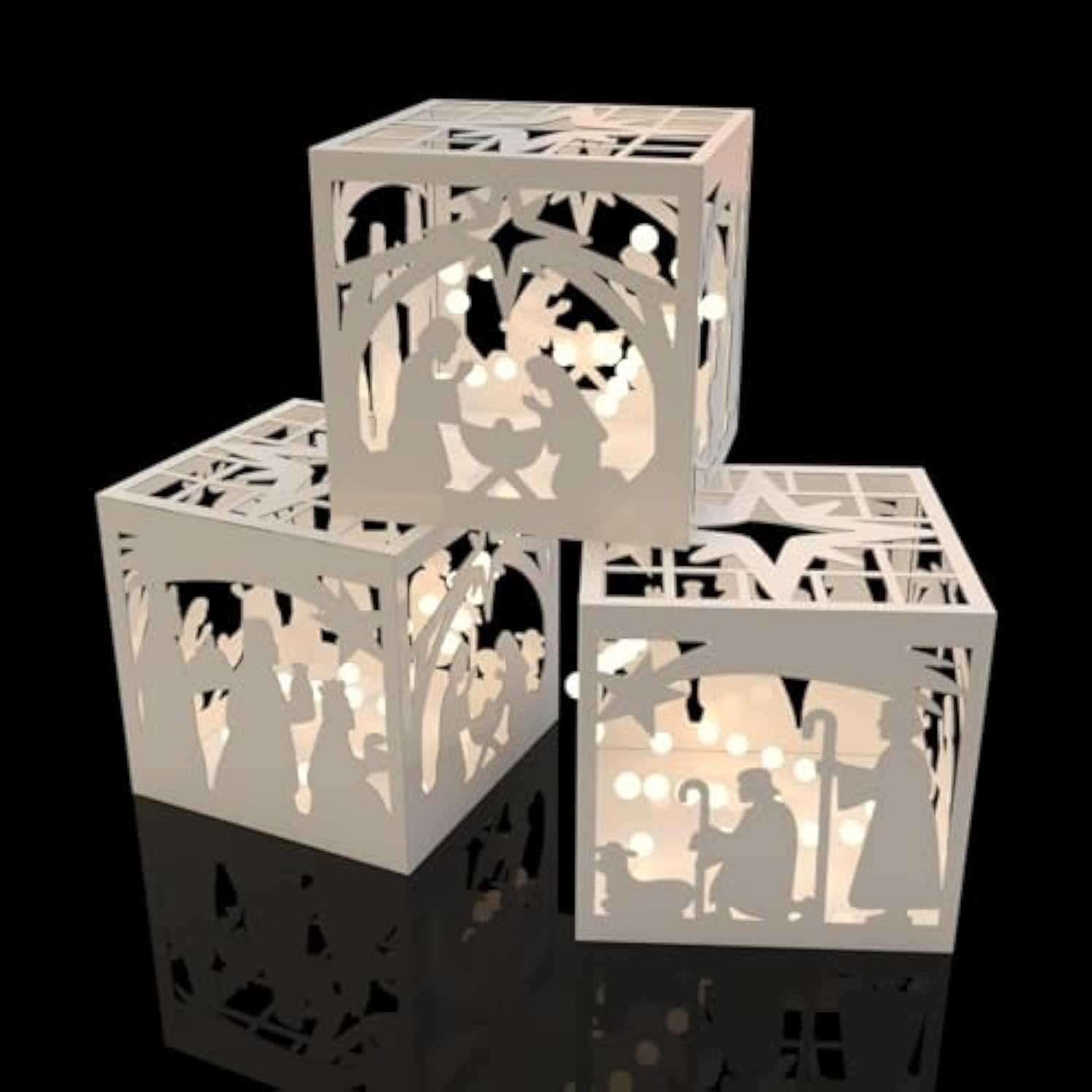 3 Pcs Christmas Jesus Balloon Boxes Christmas Jesus Balloon Box With Led Lights Transparent Hollow Christmas Balloon Boxes Decoration For Winter Holiday Party Supplies