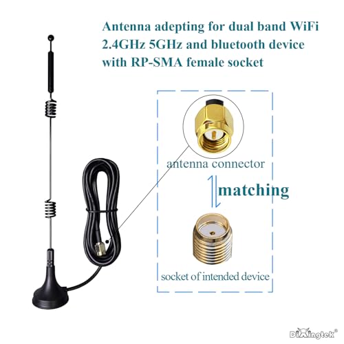 Dual Band Wifi 2.4Ghz 5Ghz 5.8Ghz Magnetic Antenna Sma Male, Compatible With Wifi Router Pci-E Network Card Usb Adapter Security Video Camera Ip Camera 2 Pack Spring Bluetooth Wifi Antennas