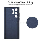 Compatible With Samsung Galaxy S22 Ultra Case Liquid Silicone, Skin Touch Gel Rubber Case With Soft Microfiber Lining, Cute Slim Full Camera Protection Cover, Dark Blue