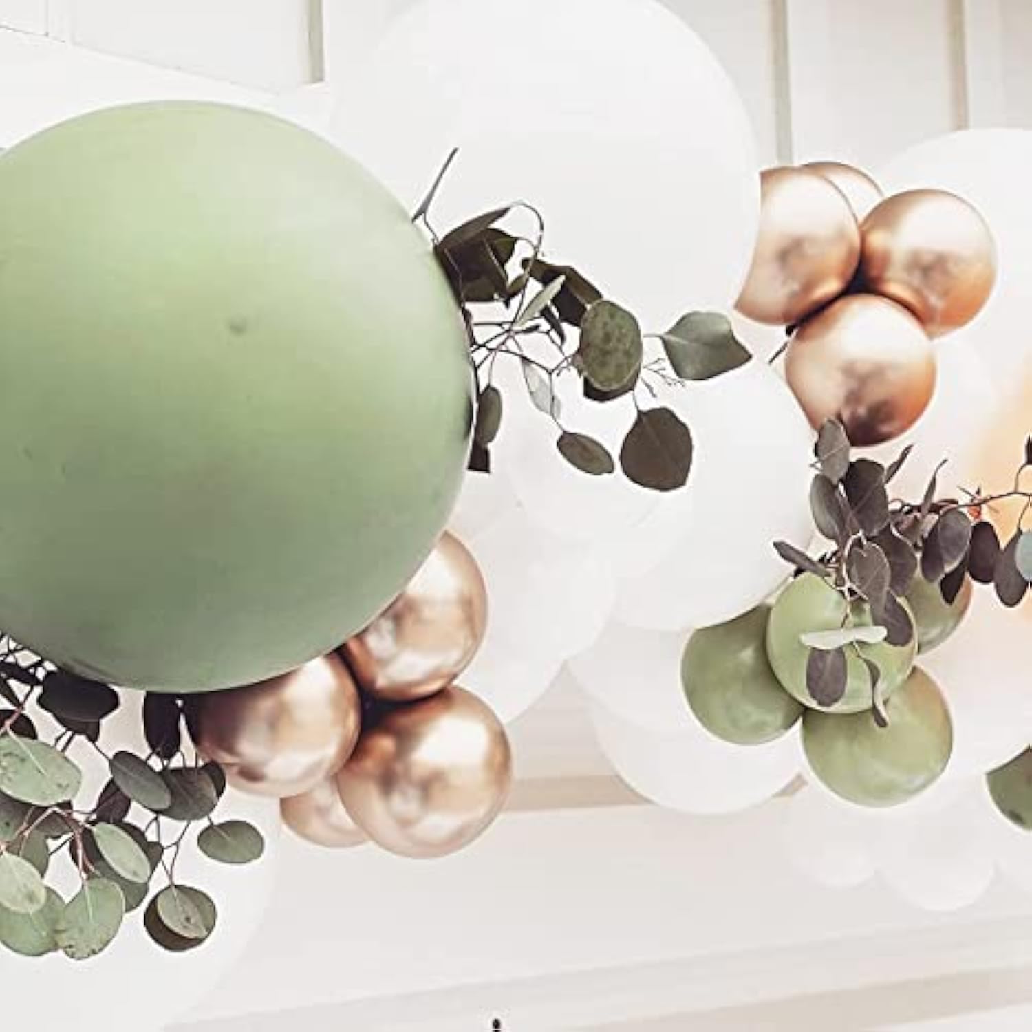 60 Pcs White Sage Green Balloons Latex Balloons With Artificial Eucalyptus Leaves Confetti Balloons For Birthday Baby Bridal Shower Wedding Party Decoration