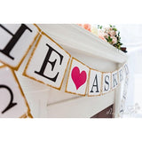 Engagement Party Decorations Engaged Bunting Banners With Gold Edge He Asked She Said Yes