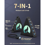 7 Port Usb Hub, Usb 3.0 Hub With 2 Ft Long Cable, Vertical Usb Exrension Hub F