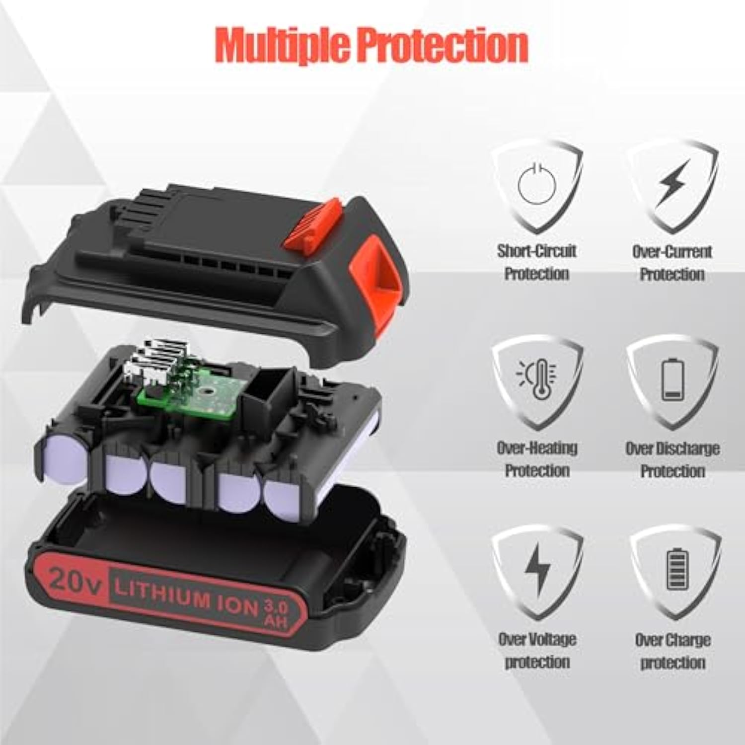 Extended Capacity 3.0Ah 20V Battery Replacement For Black And Decker 20 Volt Max Battery Lbxr20 2 Packs, Compatible With All Black And Decker 20V Cordless Power Tools And Charger