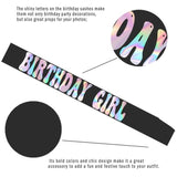 Birthday Girl Sash With Iridescent Foil - Black Birthday Sash For Women - Happy Birthday Sash For Official Teenager Sweet 16, 18Th 21St 30Th 40Th 50Th Or Any Other Bday Party