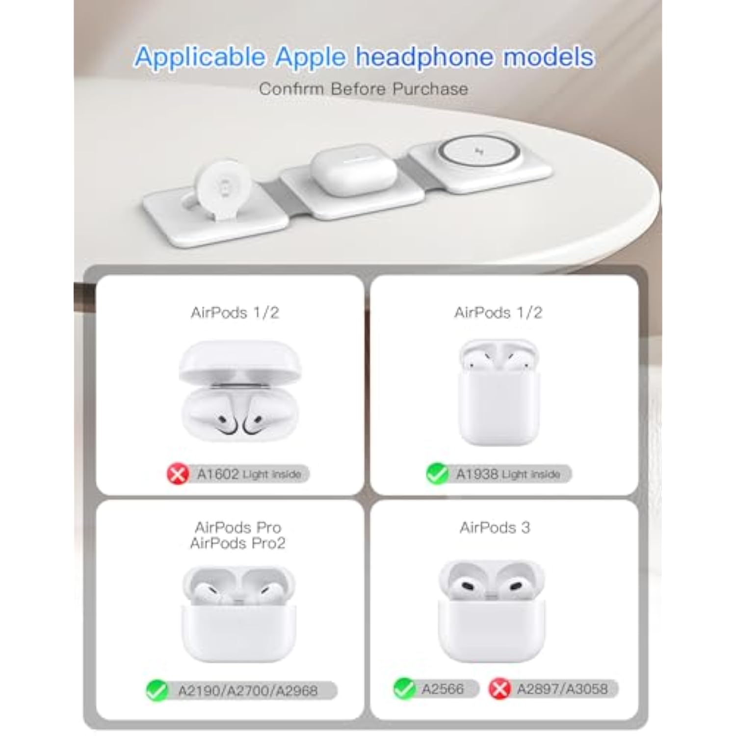 3-in-1 Foldable Magnetic Wireless Charging Station for iPhone, Watch & AirPods