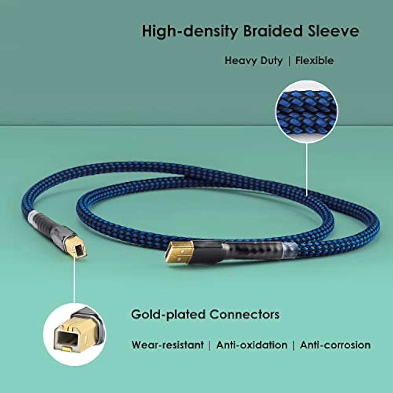 Hifi Usb 2.0 Printer Cable Dac A-B Occ Digital Ab Audio A To B Scanner Cord A-Male To B-Male (1M)