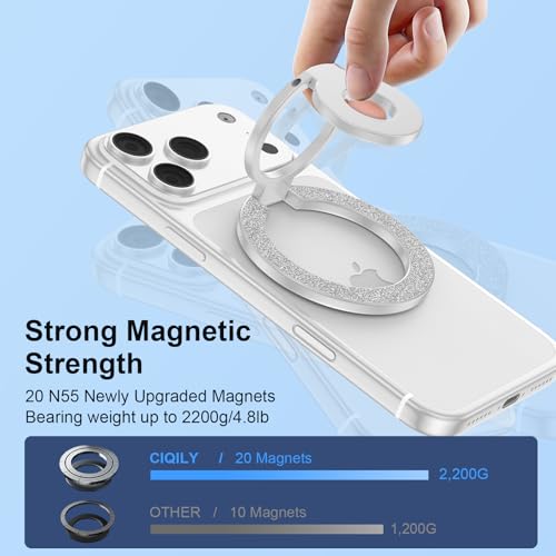 Magnetic Finger Phone Grip Holder Dual-Sided Magnet Gym Finger Ring Loop Adjustable MagSafe Finger Ring for iPhone 17 Pro Max Air 16e 16 15 14 13 12