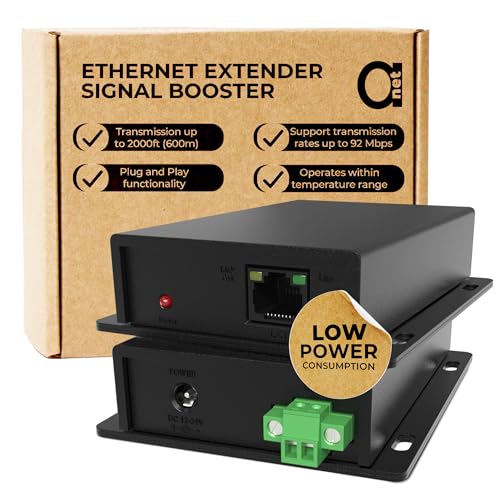 Ethernet Range Extender 600M 2000Ft Over Twisted Utp Kit Or Bnc Cable Or Copper Wire - Compatible With Any Ethernet Device - Lan Distance Repeater Booster Bridge - Bnc To 2Pin Adapters In Set