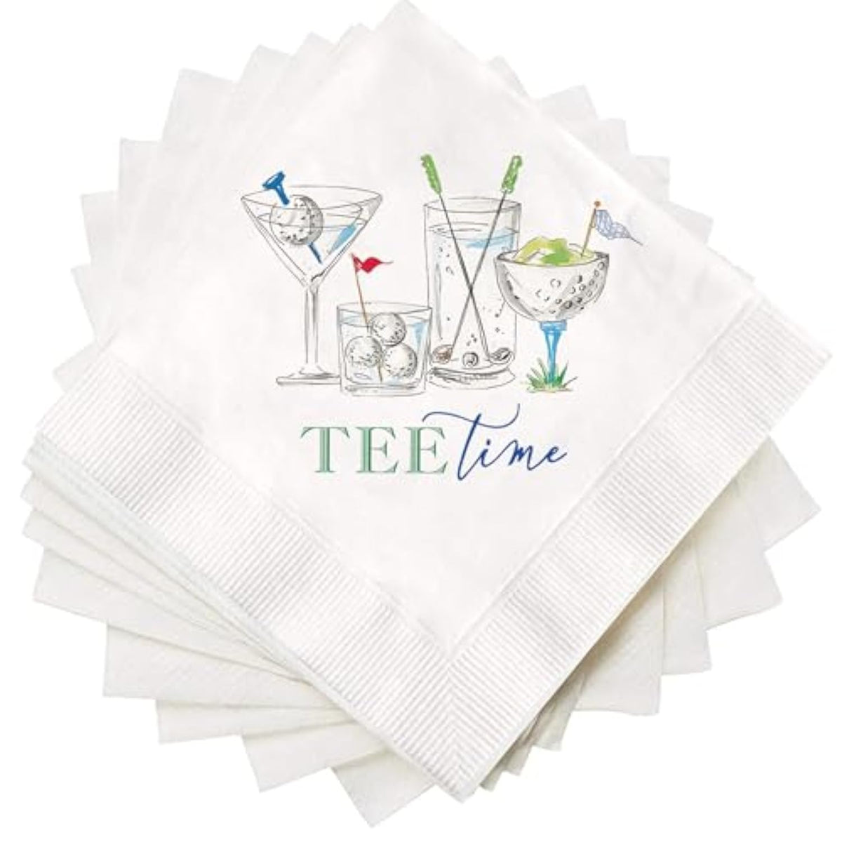 Tee Time Golf Cocktail Napkins – 50 Pack, Funny Golf-Themed Party Supplies, 2-Ply Disposable Napkins For Retirement, Birthday, Or Tournament Celebration – 5 X 5 Inches