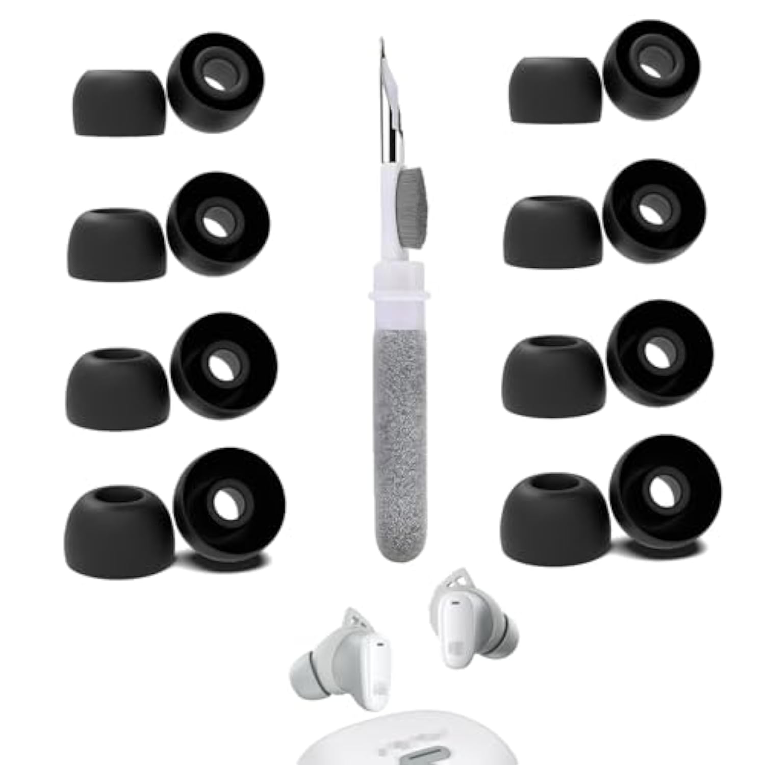 8 Pairs Replacement Ear Tips Compatible With Monster W26, With 3 In 1 Cleaner Kit, Silicone Ear Tips (Xs/S/M/L)