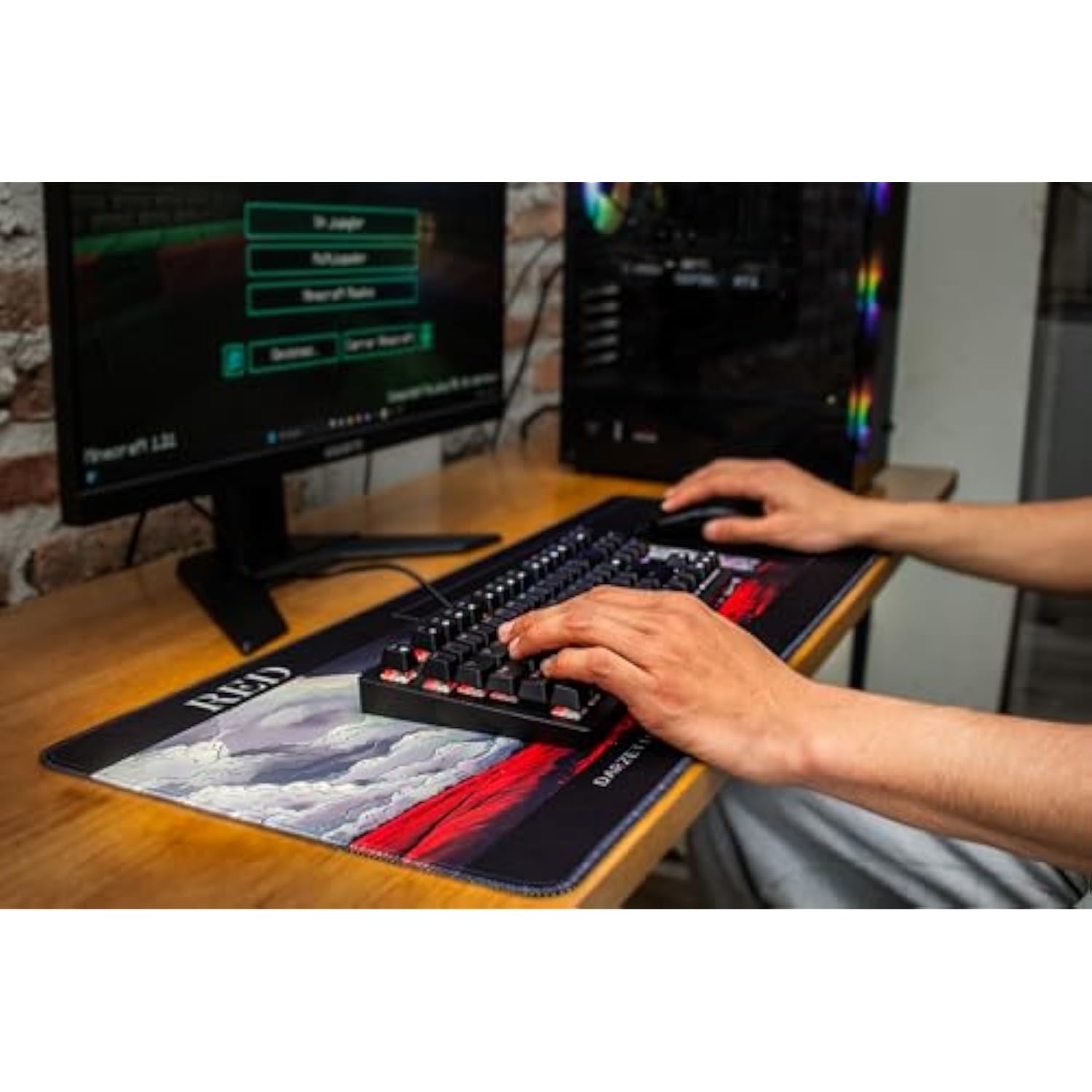 Red Extended Gaming Mouse Pad – Xl Desk Mat – Precision Micro-Weave Surface – Non-Slip Rubber Base, Water-Resistant, Durable Stitched Edges – Ideal For Gaming, Office, And Home Setups