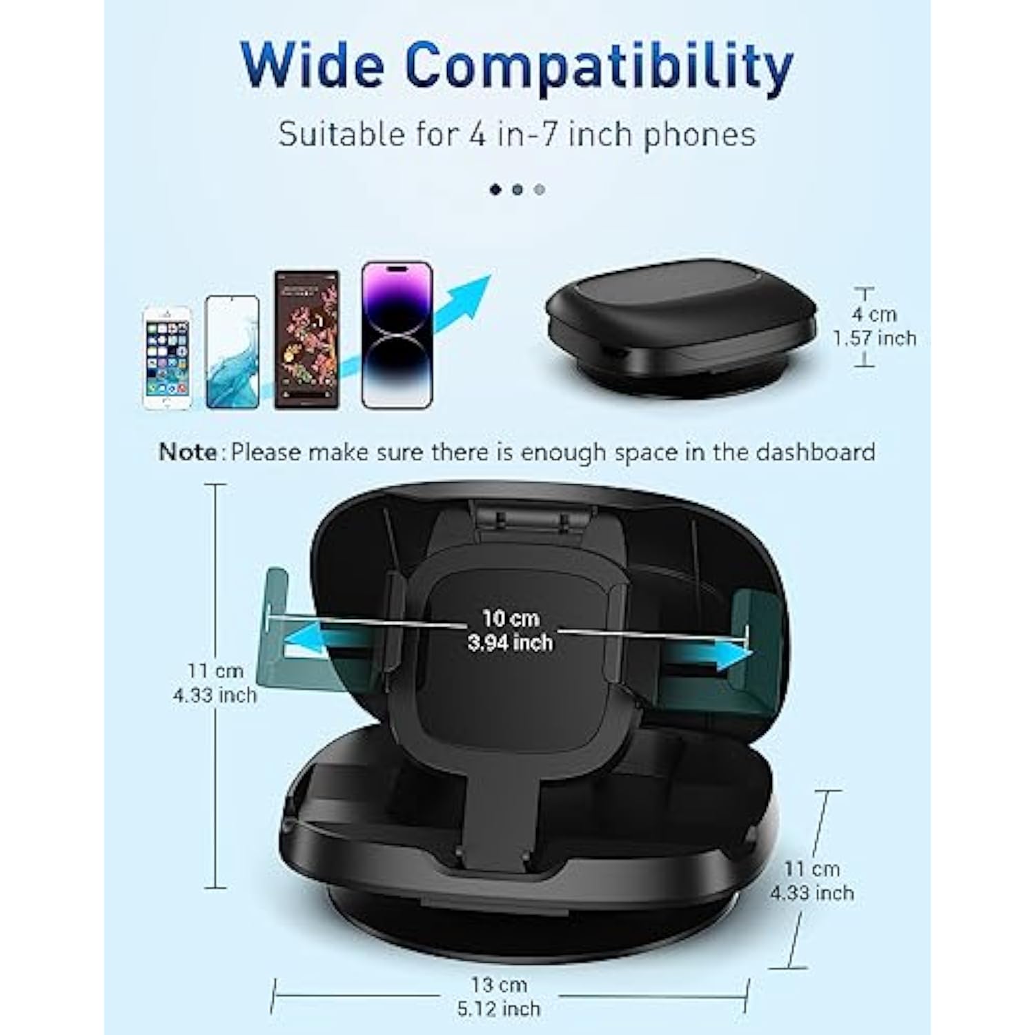 Horizontal & Vertical Viewing Cell Phone Holder for Car Compatiable With iPhone, Samsung & Smarphones