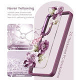 For Samsung Galaxy A35 5G Case+Tempered Glass Screen Protector, Grade Protective Slim Soft Tpu & Hard Pc,Girls Women Crystal Clear Flower Pattern Case Cover For A35 5G-Purple