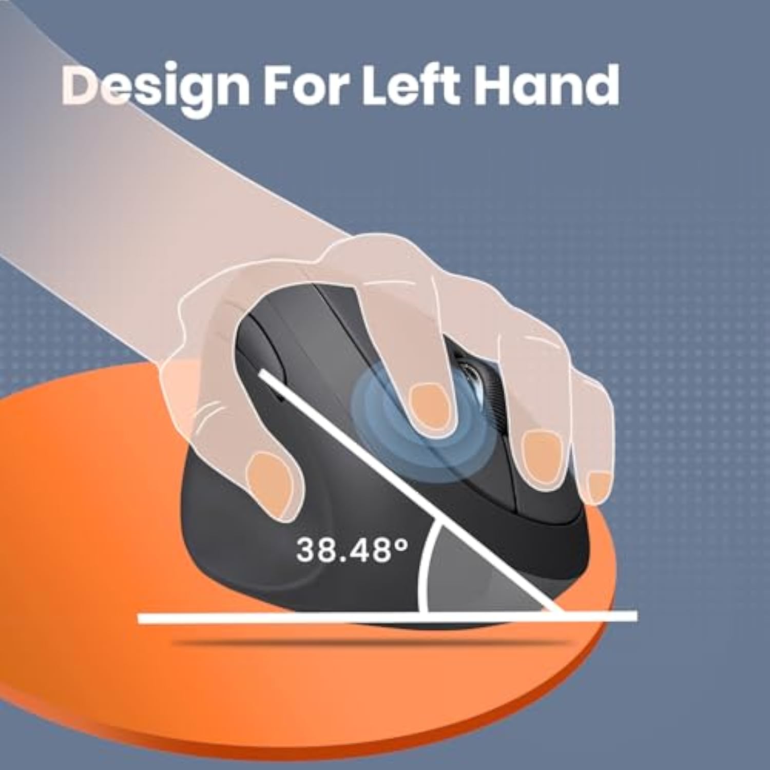 Perixx Perimice-719L, Left Handed Wireless Vertical Mouse, Portable Size for Laptops Computer, 3 Level DPI