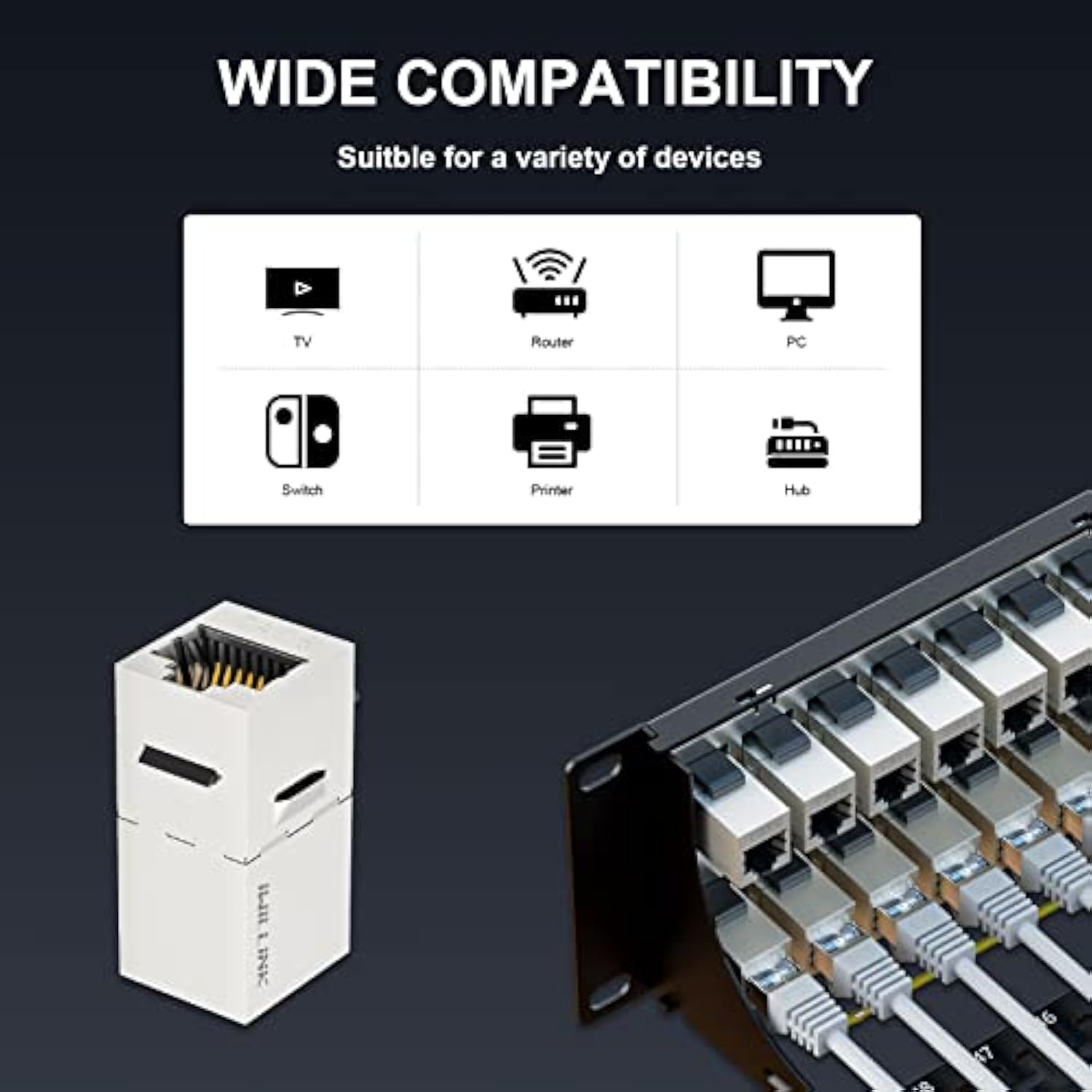 48 Port Rj45 Through Coupler 2U Cat6 Shielded Patch Panel Stp 19-Inch With Bac